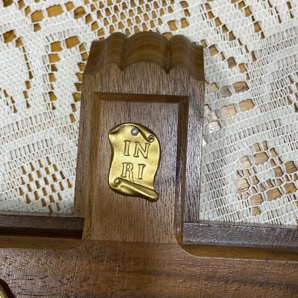 Vtg Wood Cross Crucifix Holy Water Bottle Candles Catholic Religious - Picture 4 of 9